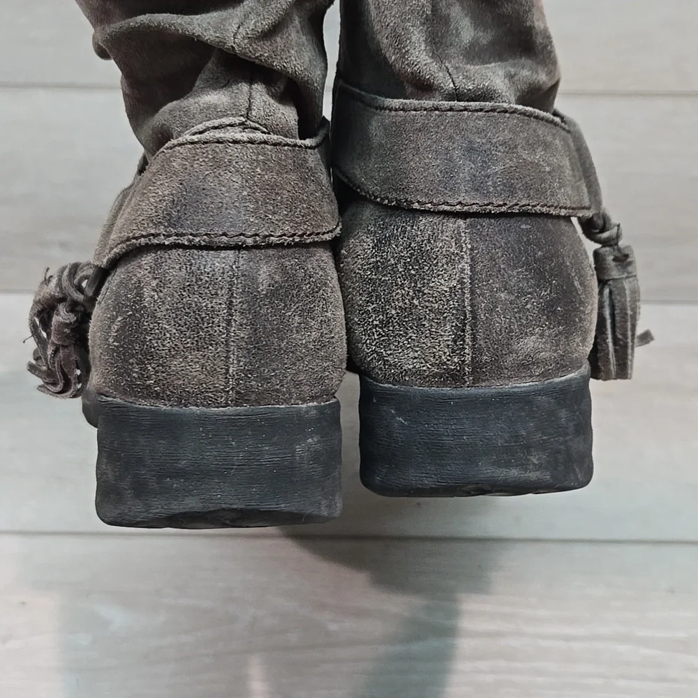 Born Women's Suede Ankle Boots Moto Shoes Sz 8.5M